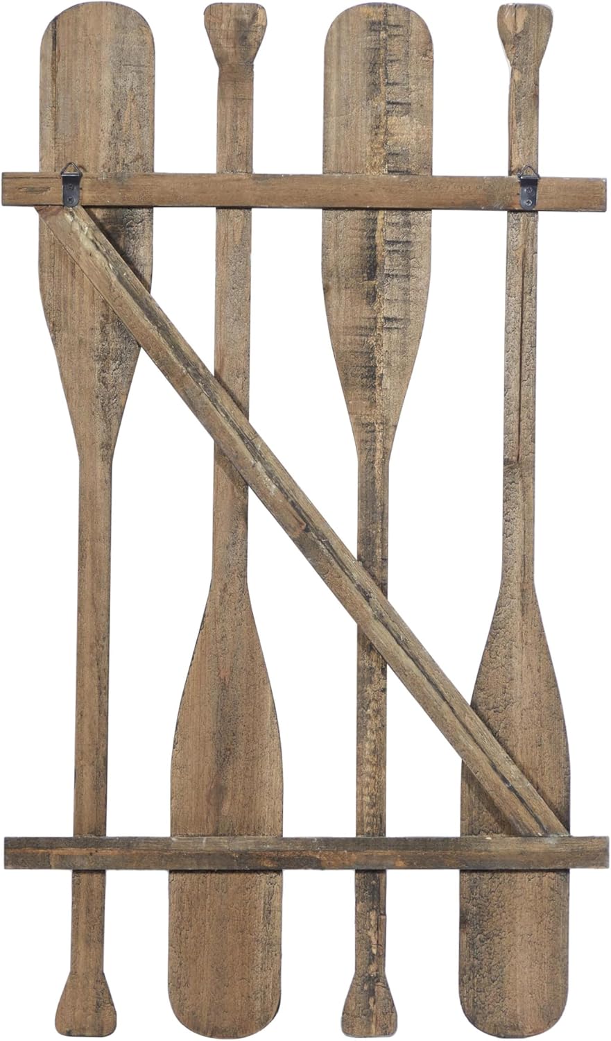 Deco 79 Wood Paddle Home Wall Decor Novelty Canoe Oar Wall Sculpture with Arrow and Stripe Patterns, Wall Art 21" x 2" x 36", Brown