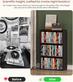 DVD Storage Cabinet Shelf, 3 Tier Media Storage Tower for CDs & Video Games, Freestanding Organizer Shelf for Living Room Home Office, Holds 80+ DVDs(Black)