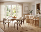 AQO Dining Chairs Set of 4, Modern Dining Room Chairs Kitchen Chairs with Metal Legs, Farmhouse Fabric Dinner Chair for Kitchen Dining Room, Beige/Walnut-Grain Metal Legs