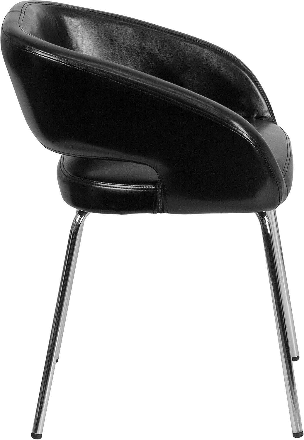 EMMA + OLIVER Contemporary Black LeatherSoft Side Reception Chair with Chrome Legs