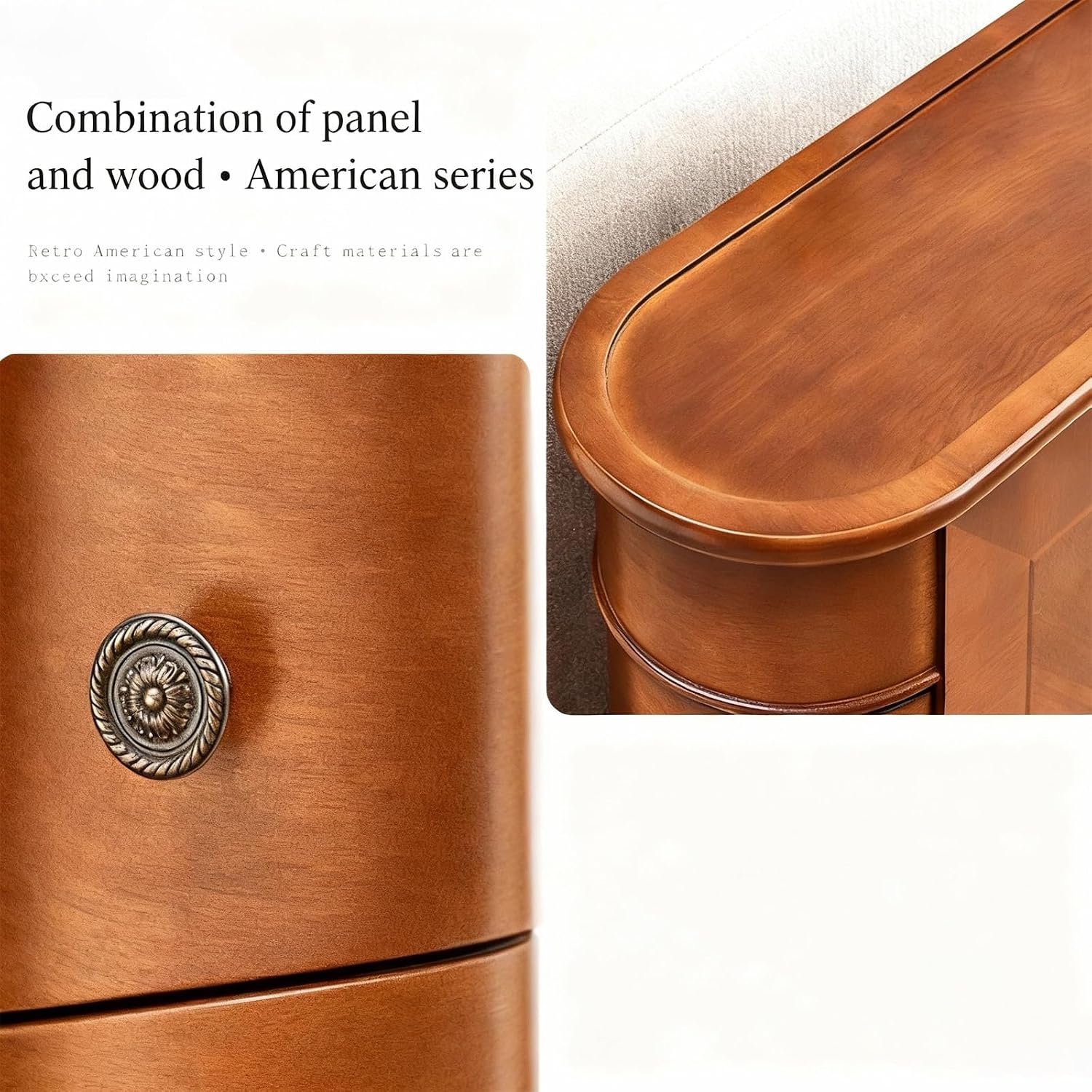 Vintage Wood End Table with 2 Drawers, No Assembly Required Slim Narrow Design for Small Spaces, Sofa Side for Living Room or Nightstand for Bedroom(Brown,Number of Items: 1)