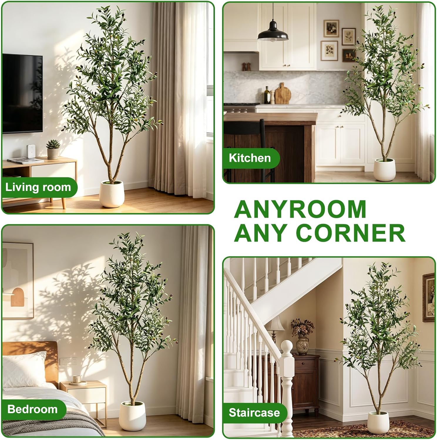 TNELTUEB 6FT Artificial Olive Tree Indoor with Lights & Planter, Realistic Faux Olive Trees with Lifelike Fruits for Living Room Decor, Tall Fake Silk Plants for Modern Home Office