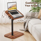 TV Tray Table, Adjustable Height, Flip-Top, Snack Side Table with 360° Swivel and 180° Tilt, C Shaped End Table for Couch, Sofa, Bed, Recliner, Walnut