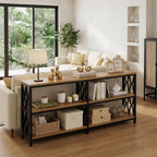 LITTLE TREE Console Table with Storage Shelves, 70.9" Industrial 3-Tier Sofa Table for Living Room, Long Foyer Table Entryway Table for Hallway, Front Door, Entrance, Natural Light Oak & Black