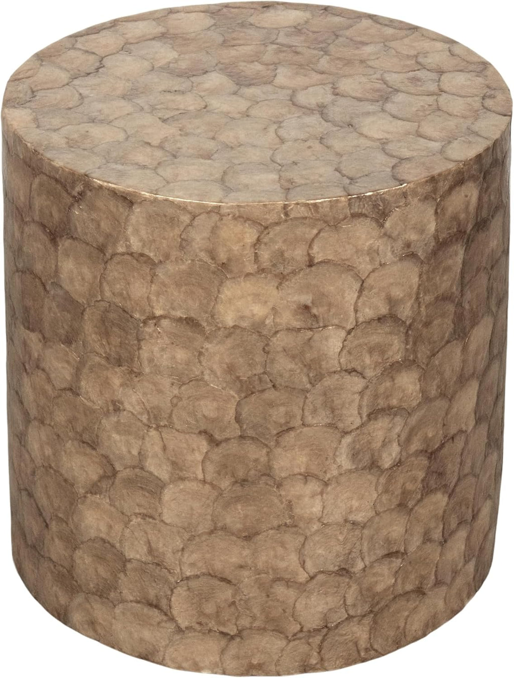 East at Main Capiz Shell Side Table – Tea Brown Accent Table, Small Decorative Round Table for Coastal and Modern Spaces