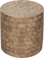 East at Main Capiz Shell Side Table – Tea Brown Accent Table, Small Decorative Round Table for Coastal and Modern Spaces