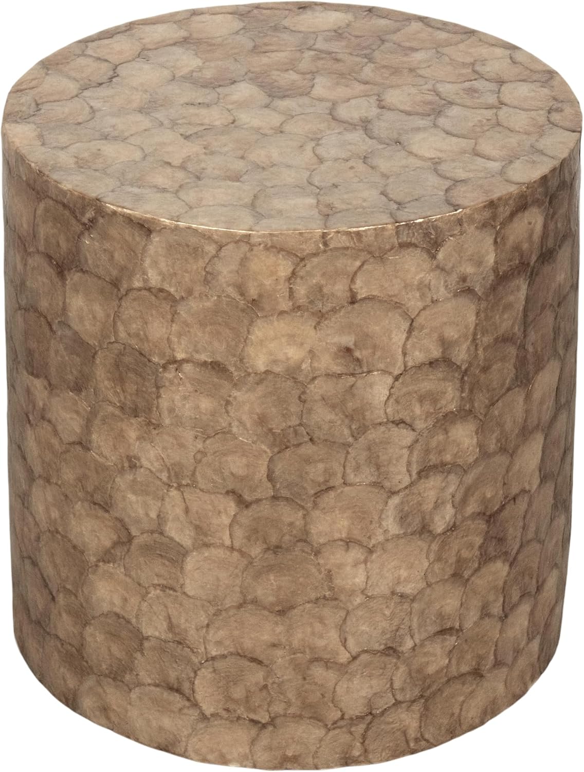 East at Main Capiz Shell Side Table – Tea Brown Accent Table, Small Decorative Round Table for Coastal and Modern Spaces