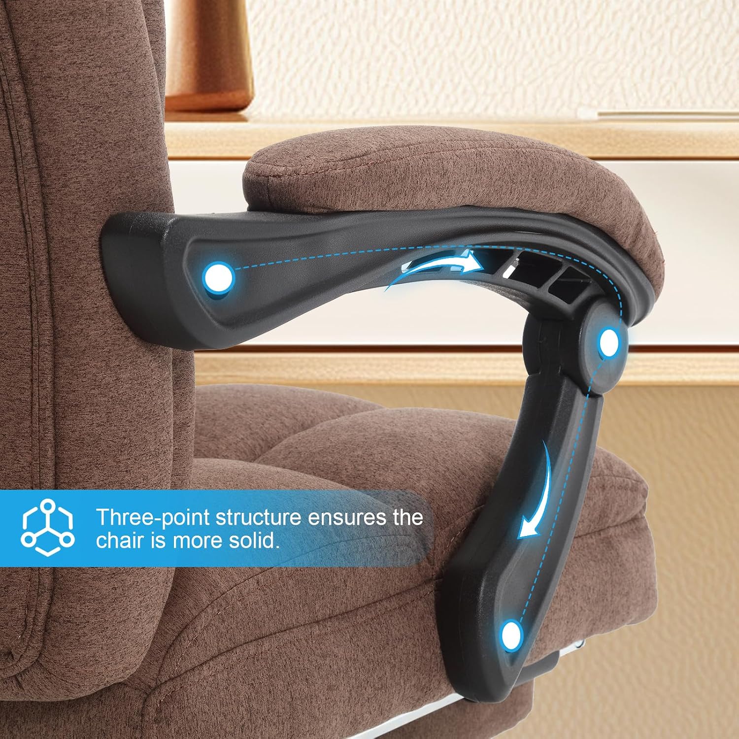 Erogonomic Reclining Office Chair with Footrest, High Back Fabric Cute Comfortable Recliner Office Desk Chair with Leg Foot Rest for Women,Brown
