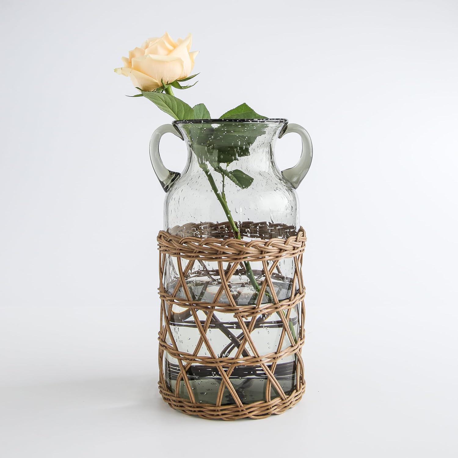 KIANG Vase - Perfect Home Decor and Thoughtful Gift for Grandparents（Dark Forest Rattan Series-Large Gray Vase