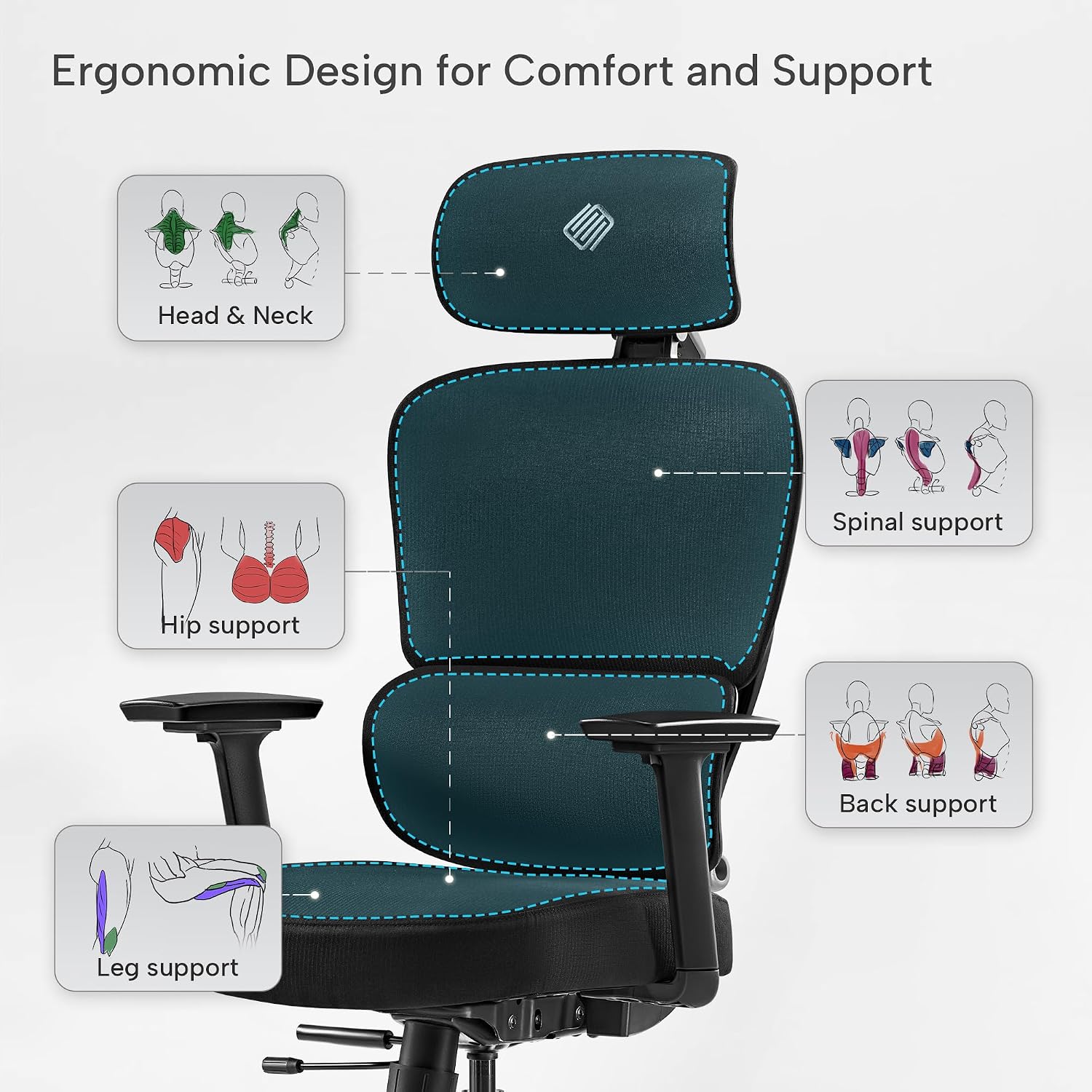 EUREKA ERGONOMIC Axion Gaming Chair, Gamer Chair with Adjustable Lumbar Support, Ergonomic Mesh Gaming Chair with Breathable Backrest, Comfortable High Back Game Chair for Adults, Black & Grey