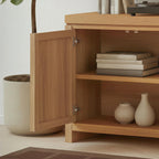 Walker Edison Booker Modern Sideboard/TV Stand with Adjustable Cabinets, 74 Inch, Heritage Oak