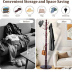 73'' Vintage Coat Racks Freestanding with 20 Metal Hooks, Solid Wood Coat Rack Hanger Stand with 3 Adjustable Size, Heavy Duty Coat Rack Tree for Entryway, Bedroom, Hallway, Office, Apartment