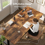 HLDIRECT Electric Standing Desk, Extra Large 71 x 31.5 Inches Height Adjustable Table with Outlets, Sit Stand Computer Desk with Drawers for Home Office, Ergonomic Rising Workstation, Rustic Brown