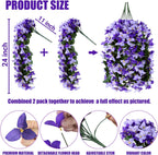 Artificial Bougainvillea Flowers Fake Hanging Flowers Plants for Outdoor Outside Decoration 2PCS Faux Silk UV Resistant Long Trailing Vines for Front Door Home Porch Patio Yard (Dark & Light Purple)