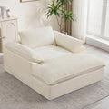 HUBSON 69" Oversized Boneless Chaise Lounge Chair Indoor, Comfy Deep Seat Sleeper Lounge Couch, Upholstered Chenille Cloud Chairs for Living Room, Bedroom, Apartment, No Assembly Required, Beige