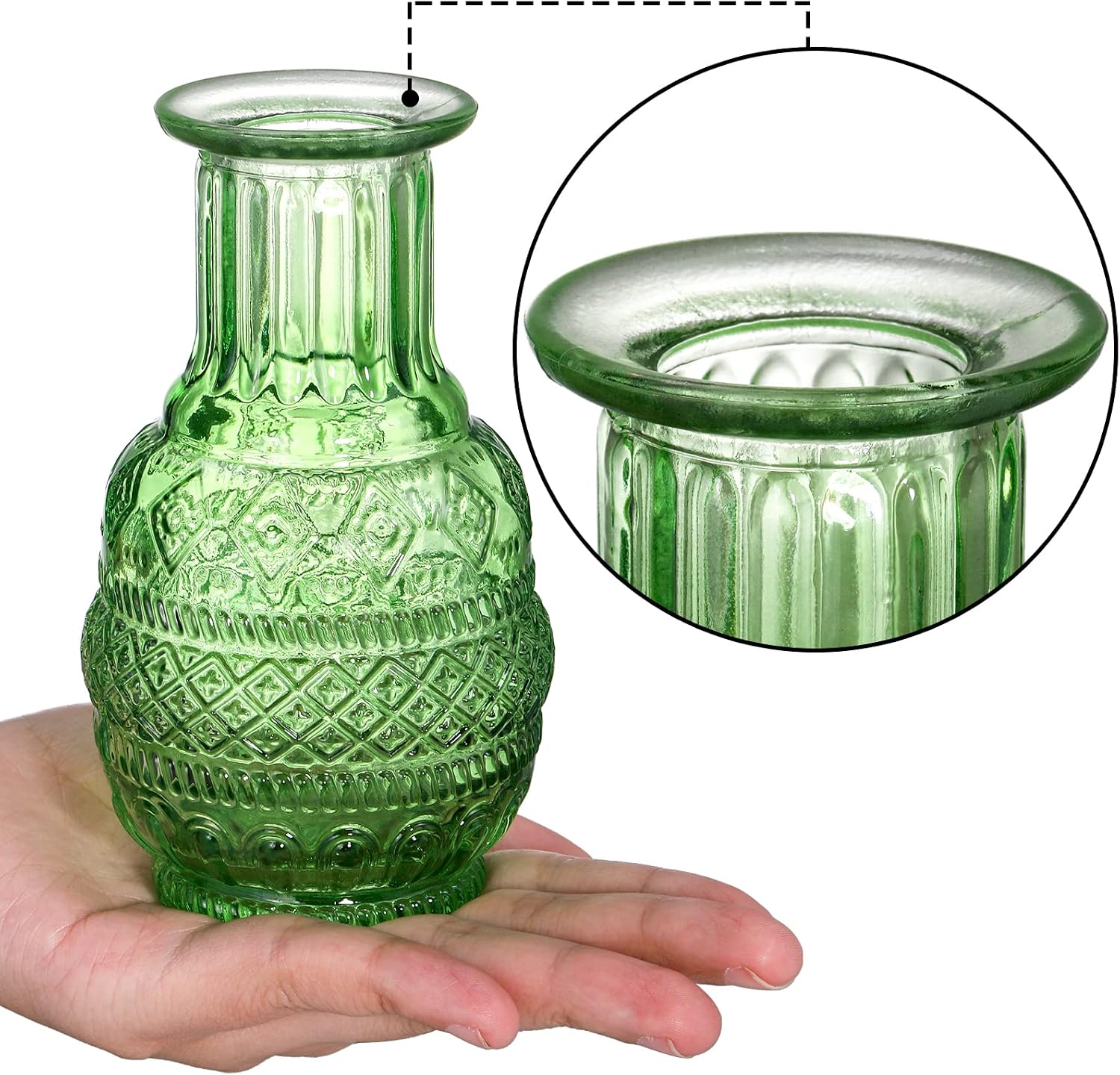 Coloch Set of 10 Colored Bud Vases, Assorted Small Glass Flower Vases Vintage Carved Floral Vase Single Bud Vase in Bulk for Centerpieces, Parties, Wedding Decoration, Office, Home