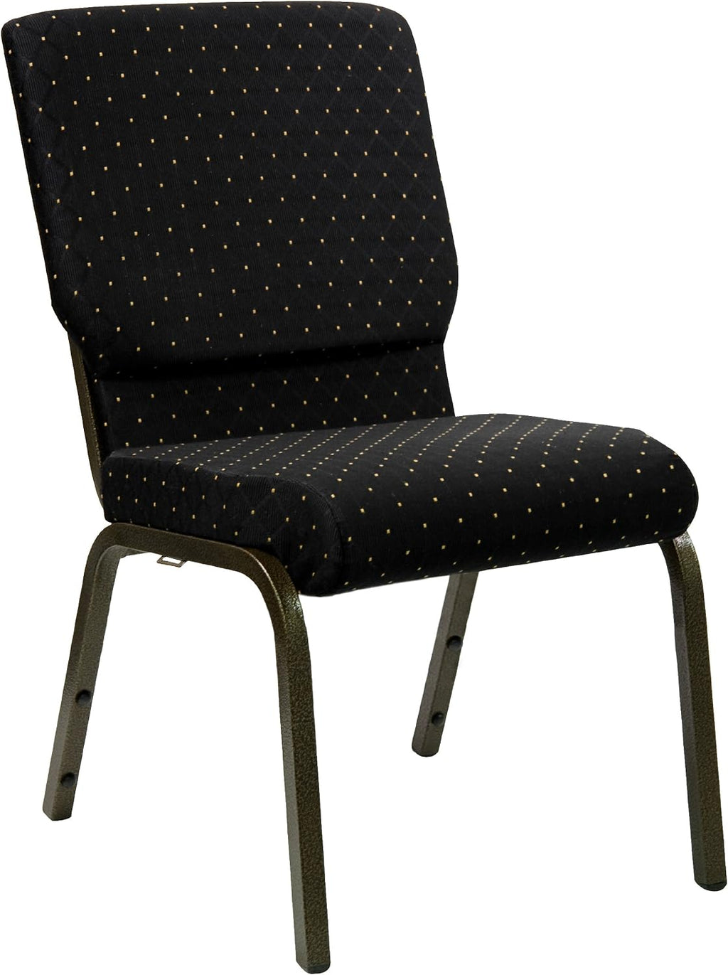 Flash Furniture 4 Pack HERCULES Series 18.5''W Stacking Church Chair in Black Dot Patterned Fabric - Gold Vein Frame