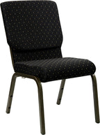 Flash Furniture 4 Pack HERCULES Series 18.5''W Stacking Church Chair in Black Dot Patterned Fabric - Gold Vein Frame