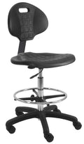 BenchPro Urethane Tall Chair with Footring and Single Lever Control - 22"-32" Adjustable Height x 18.5" Width x 18.0" Length - Black