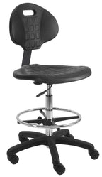 BenchPro Urethane Tall Chair with Footring and Single Lever Control - 22"-32" Adjustable Height x 18.5" Width x 18.0" Length - Black