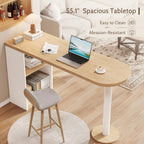 Bar Height Table, 55" Modern Kitchen Bar Table with Open Storage Shelf, Counter Height Dining Table for Kitchen, Breakfast Nook, Dining Room