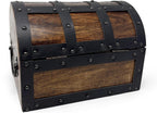Nautical Cove Handmade Wooden Treasure Chest Storage Box – Deluxe Design with Real Leather Accents, Working Iron Lock & Skeleton Keys, Decorative Keepsake Chest (Medium - 10 x 7 x 7)