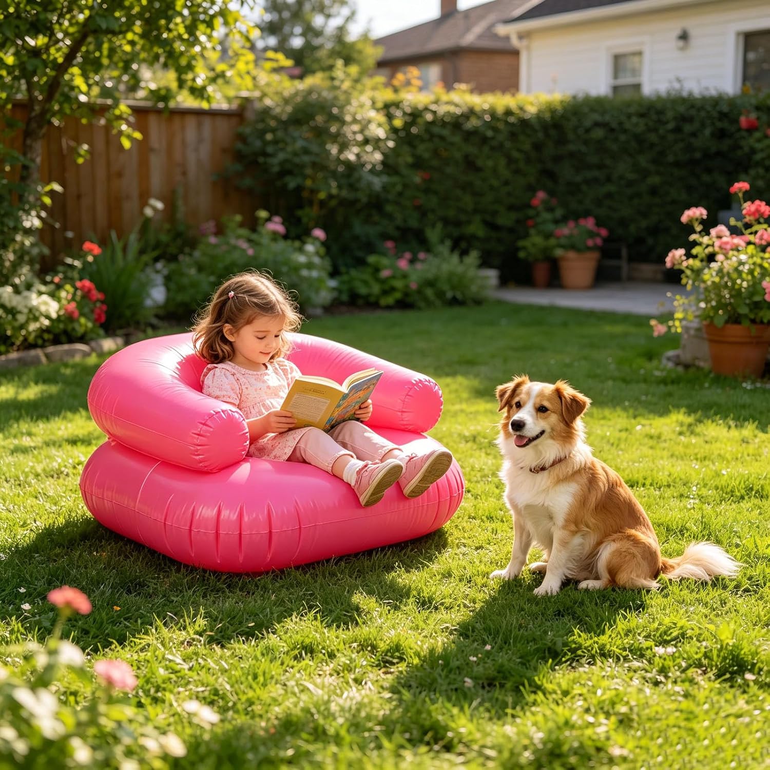 2026 New Inflatable Chair for Kids, Waterproof PVC Blow Up Chairs with 2 Vents, Portable Novelty Blow up Couch Seat for Beach 90s Party Camping, Picnics Party Supplies (1Pc_Pink)