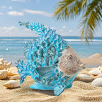 VVGIFTS Beach Coastal Decor Coral Reef Angelfish Home Office Desk Decor Sculpture Statue for Tabletop Shelf Bathroom Decoration Ornament Gift (Turquoise and Blue)