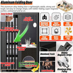 Indoor Room Divider Heavy Duty Aluminum Folding Sliding Door Retractable Frosted Acrylic Glass Panel for Kitchen Laundry Room Office 5.6x6.7ft(170.2x203.2cm)