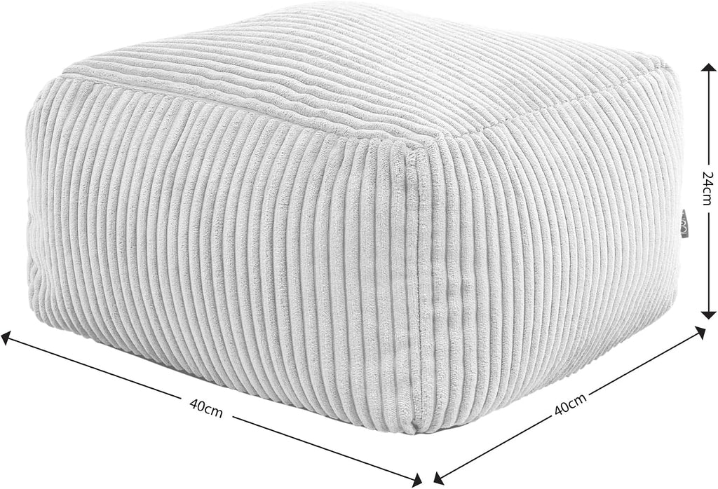 icon Amara Cord Bean Bag Footstool, Dawn Pink, Pouffe Footstool with Filling Included, Footrest, Bedroom, Living Room, Living Room Furniture