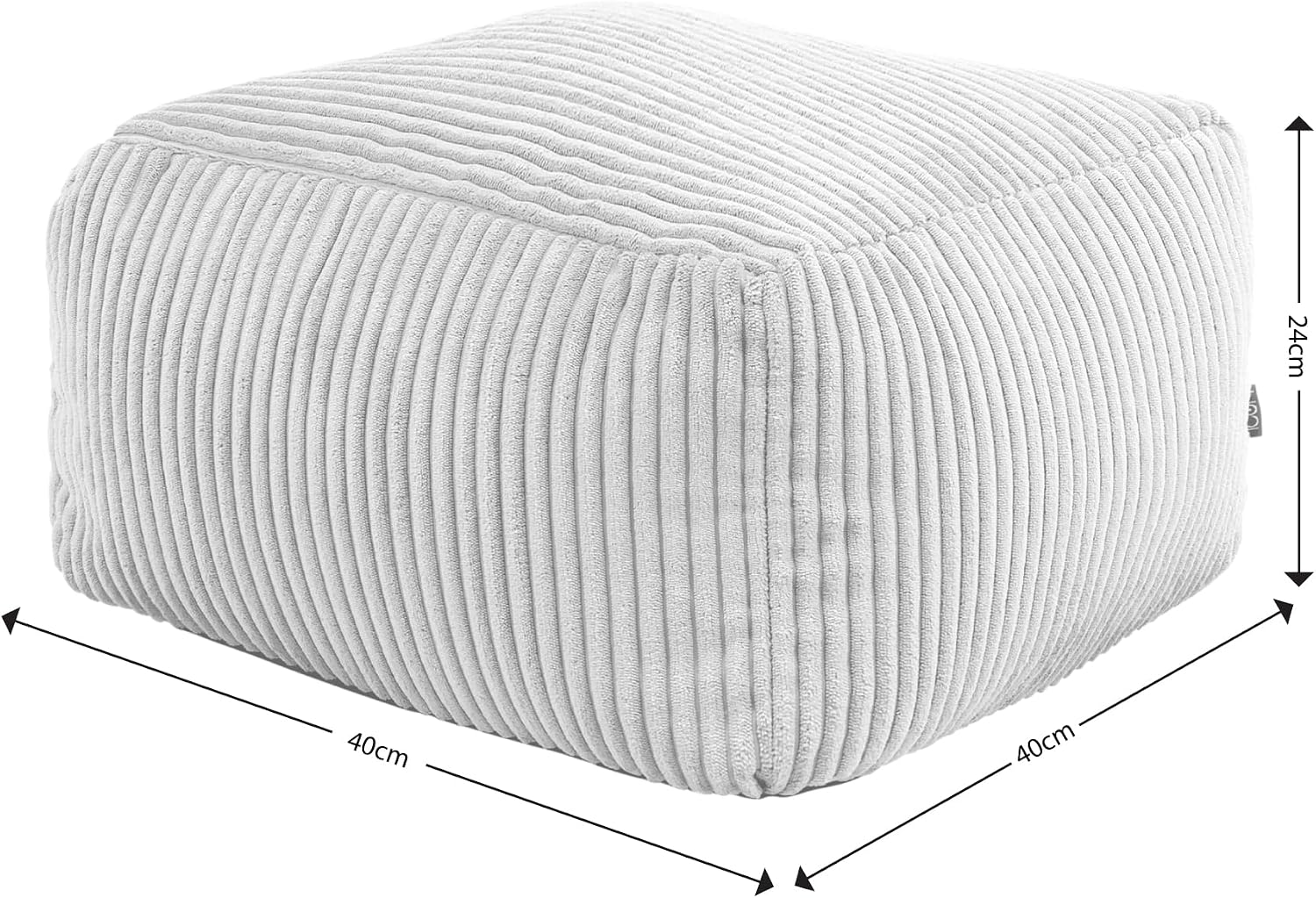 icon Amara Cord Bean Bag Footstool, Dawn Pink, Pouffe Footstool with Filling Included, Footrest, Bedroom, Living Room, Living Room Furniture