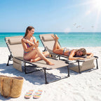 Flamaker Oversize Face Down Chaise Lounge Chair, 27 Inch Wide Foldable Outdoor Patio Chair, 5-Position Adjustable Tanning Chair with Face& Arm Holes for Sunbathing, Pool, Beach, Lawn (Beige, 1 Pcs)