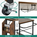 YITAHOME Kitchen Island Cart with Power Outlet, 36 Inch Mobile Kitchen Cart with Open Shelves, Rolling Portable Serving Utility Carts on Wheels with Storage for Kitchen, Dining Room, Brown