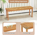 Tangkula Acacia Wood Outdoor Bench, 47" 2-Person Patio Dining Bench with Slatted Seat, Backless Wooden Entryway Bench, Farmhouse Indoor Outdoor Bench for Garden, Poolside, Deck & Park (2,Natural)