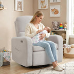 Power Swivel Rocker Recliner, Swivel Glider Nurseryc Recliner Chair with Lumbar Support, Upholstered Rocking Recling Chairs for Adults Nursery, Living Room, Bedroom, Teddy Grey