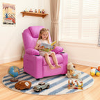 MCombo Big Kids Recliner for Ages 3+, Child Reclining Chair, Toddlers Recliner Sofa with Cup Holders (Faux Leather, Pink)