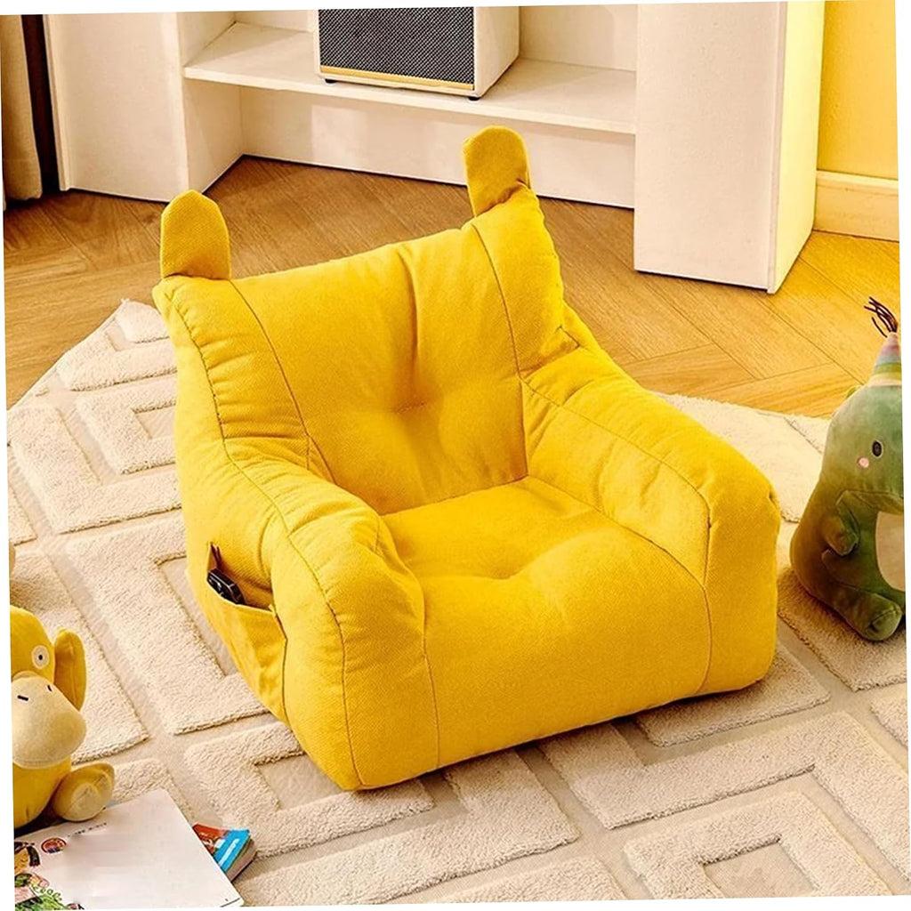 Mini Sofa 1 Seater - Safe Toddler Small Chair, Soft Linen-Cotton Single Seater, Yellow, 14.96x14.96x13.78inch