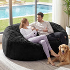 Giant Bean Bag Chair with Memory Foam Filling Beanbag for Adult 8 Colors, Machine Washable Removeable Flannel Cover, Soft Cozy for Bedroom, Living Room - 3 Feet Black