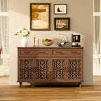 59" Accent Sideboard Buffet Cabinet with Storage,Credenza with Vintage Carved Doors and Adjustable Shelves,Entryway Cabinet,Storage Cabinet for Living Room,Dining Room,Entryway,Walnut