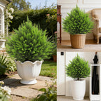 2 Set Artificial Cedar Topiary Ball Trees with Spike, 24" UV Resistant Fake Evergreen Shrubs Plants for Outdoor, Faux Cypress Bushes for Indoor Front Porch Garden