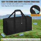 Heavy Duty Folding Chair Storage Bag, [Thick Fabric+Front Pocket] 40.5" x 12.2" x 20",For Metal/Plastic/Wooden Chairs, Large Waterproof Carry Bag with Sturdy Pad Handle,Black, (Only bag)