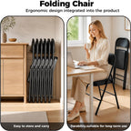 6 Pack Black Folding Chairs with Padded Seats,Portable & Stackable Dining Chairs Sets with Steel Frame, Portable Folding Chairs for Outside, Office Events, Weddings, Pu Leather