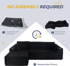 MAXYOYO 104" Modular Sectional Couch with L-Shape Chaise, Modern Boneless Couch for Living Room, Sofa in A Box, Oversized Sofa with Deep Seat, No Assembly Required, Black