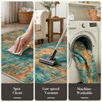 Lansny Abstract 2x6 Runner Rug, Washable Runners for Hallway, Rubber Backed Non-Slip Kitchen Runner Rug, Print Faux Wool Entryway Runners Indoor, Thin Floor Carpet for Bedroom Hall Entry Colorful