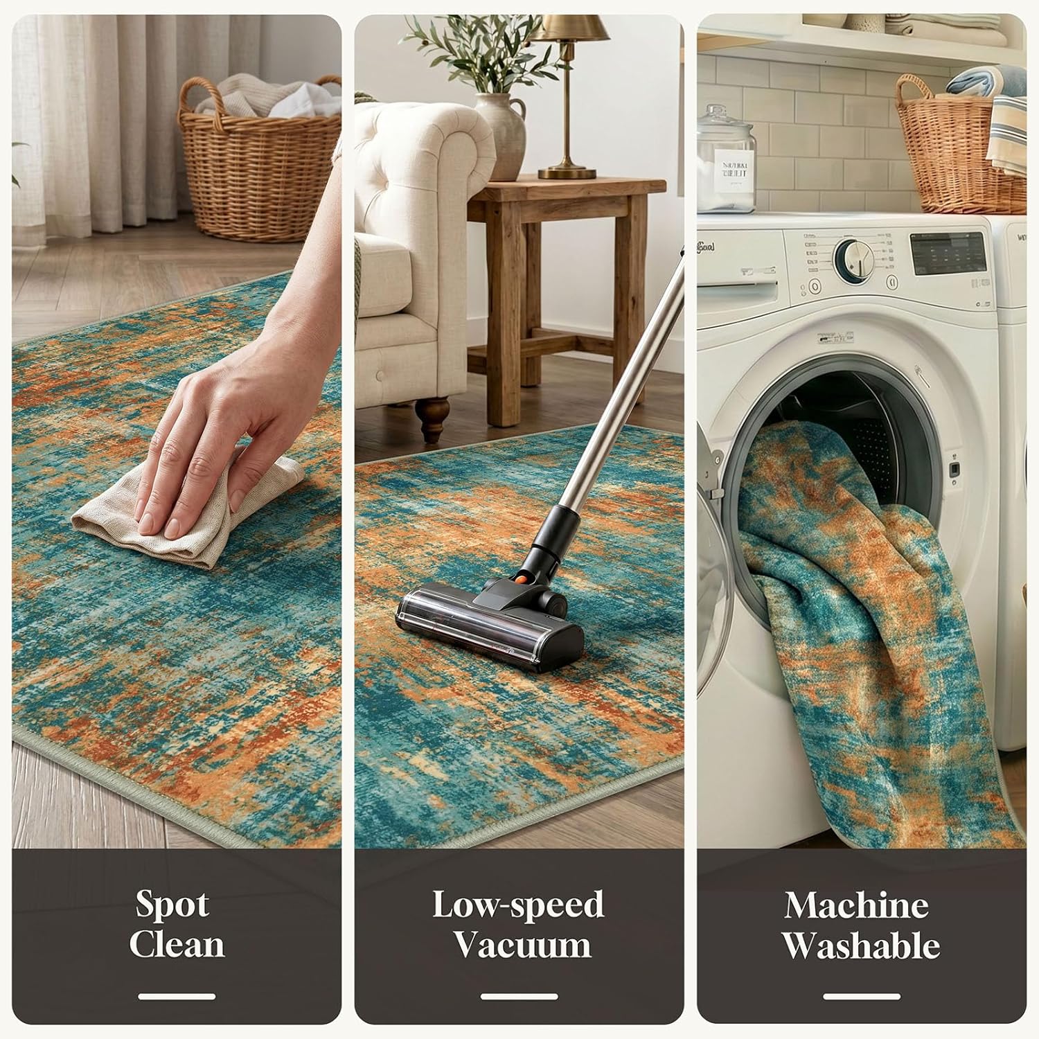 Lansny Abstract 2x6 Runner Rug, Washable Runners for Hallway, Rubber Backed Non-Slip Kitchen Runner Rug, Print Faux Wool Entryway Runners Indoor, Thin Floor Carpet for Bedroom Hall Entry Colorful