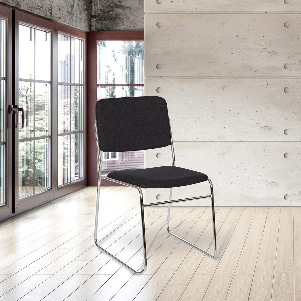 OEF Furnishings OEF8660/2 Commercial-Grade Fabric Padded Stack Chair (Black, 2-Pack)