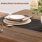 iPormis Farmhouse 71" Long Dining Table for 6-8 People, Marble Texture Finish Kitchen Table with Sturdy Wooden Frame, Rectangle Dining Table for Dining Room, Kitchen, Brown