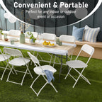 6FT Heavy Duty Folding Table, Portable Plastic Utility Table with Locking Legs & Handle, Indoor Outdoor Commercial Table for Watch Party, Tailgate, BBQ, Camping, Events, Backyard Dining White