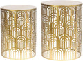 Joveco Gold Nesting Round Side End Tables Set of 2- Coffee Tea Table Mid Century Night Stands for Living Room Bedroom Outdoor, Gold Light Luxury Style
