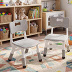 GAOMON Kids Chair Set of 2, 3 Level Height Adjustable Kid Chair, Plastic Toddler Chairs for Children Boys Girls Age 2-6, Suitable for Home Family Classroom Nursery Indoor Use, Grey